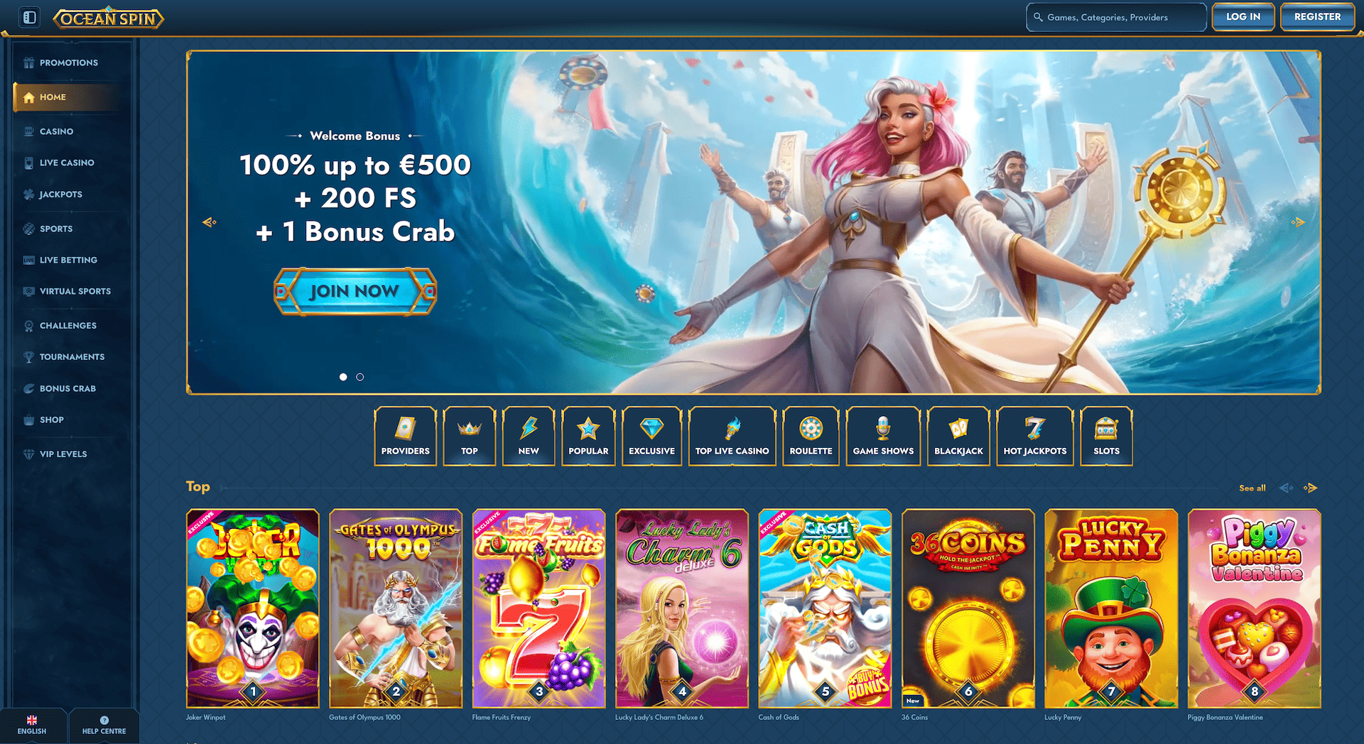 oceanspin casino accueil